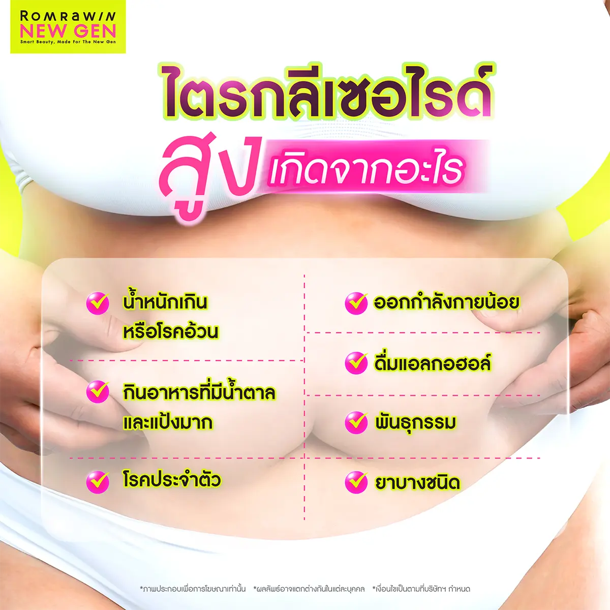 ไตรกลีเซอไรด์สูง เกิดจากอะไร ภาพกราฟิกแนะนำ 6 สาเหตุเช่นน้ำหนักเกิน ทานแป้งน้ำตาลมาก ดื่มแอลกอฮอล์ และพันธุกรรม