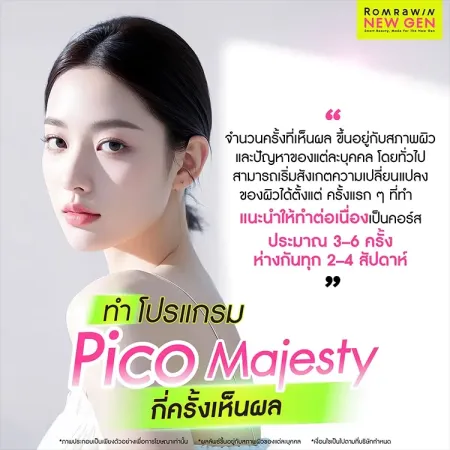 ข้อมูลคำแนะนำจำนวนครั้งและระยะเวลาในการทำหัตถการด้วยโปรแกรม Pico Majesty รมย์รวินท์คลินิก