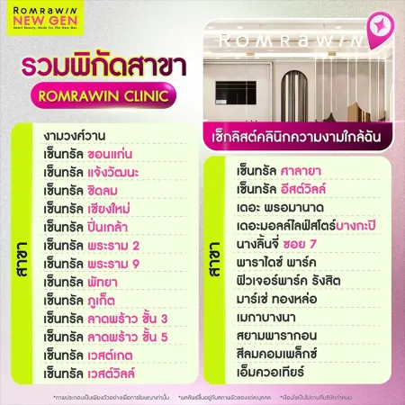 คลินิกเสริมความงามใกล้ฉัน ตารางรวมพิกัดสาขารมย์รวินท์คลินิกทั้งหมดในกรุงเทพและต่างจังหวัด
