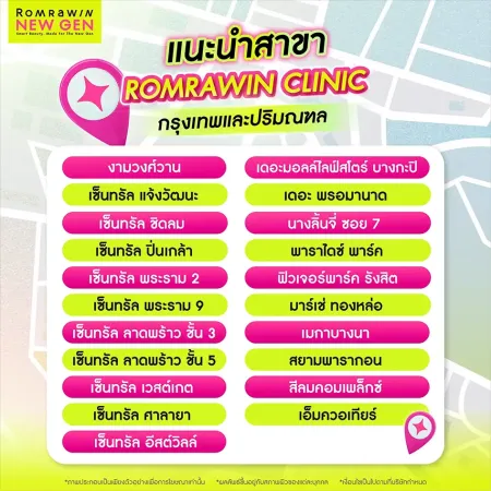 คลินิกเสริมความงามใกล้ฉัน แผนที่แนะนำสาขารมย์รวินท์คลินิกทั่วกรุงเทพและปริมณฑลตามห้างสรรพสินค้าชั้นนำ