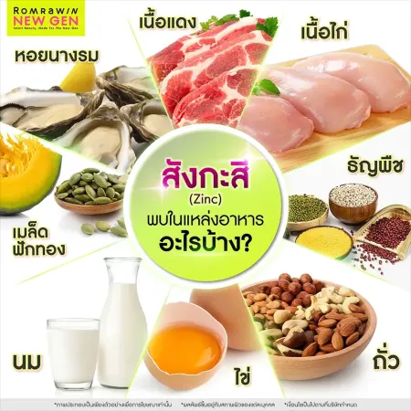 แหล่งอาหารที่มีสังกะสี Zinc หอยนางรม เนื้อแดง ธัญพืช บำรุงผิว Romrawin New Gen