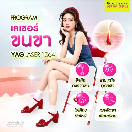 โปรแกรมเลเซอร์ขนขา YAG Laser 1064 ยิงลึกถึงรากขน ไม่เสี่ยงผิวไหม้