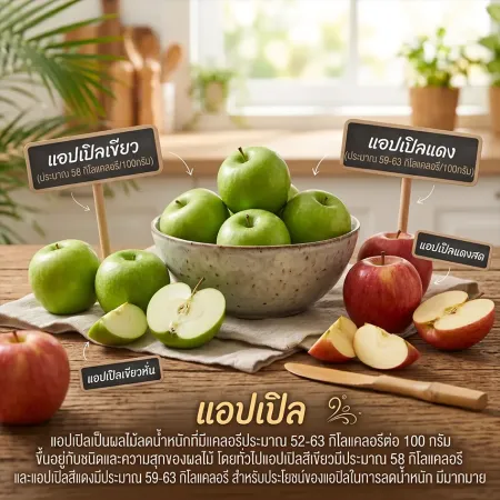แอปเปิ้ลสด ผลไม้ใยอาหารสูงสำหรับคุมอาหาร