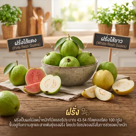 ฝรั่งไส้แดงและไส้ขาว ผลไม้แคลอรีต่ำสำหรับคุมอาหาร