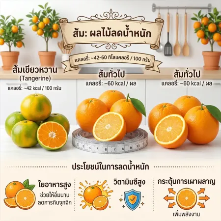 ส้มสด ผลไม้ฉ่ำน้ำอุดมด้วยวิตามินซีและกากใย