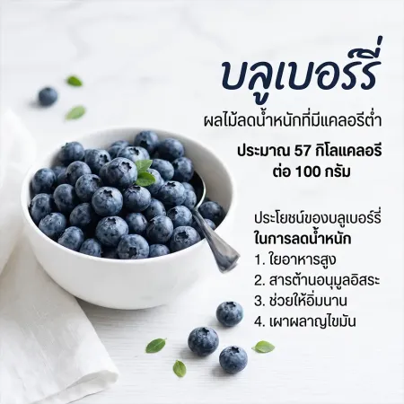 บลูเบอร์รีสด ผลไม้แคลอรีต่ำอุดมด้วยสารต้านอนุมูลอิสระ