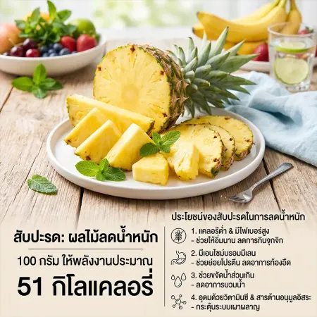 สับปะรดสด ผลไม้แคลอรีต่ำอุดมด้วยเอนไซม์ช่วยย่อย