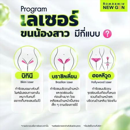 รูปแบบโปรแกรมเลเซอร์ขนน้องสาว บิกินี บราซิลเลี่ยน ฮอลลีวูด